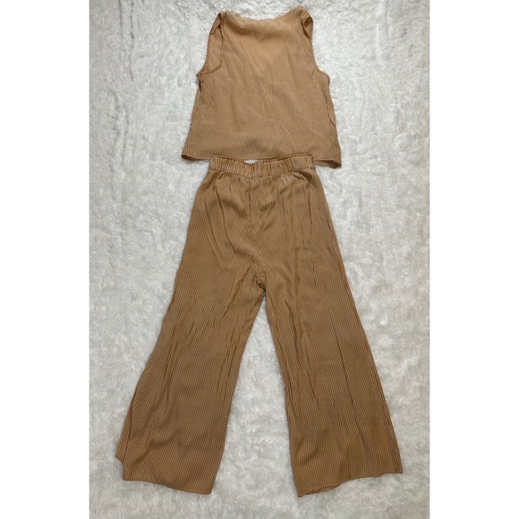 Sadie & Sage Striped Two Piece Set Sleeveless Tank Top Wide Leg Pants size Small - Picture 2 of 3